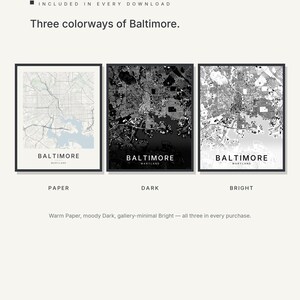 Baltimore map wall art — Listing image 02 — colorways