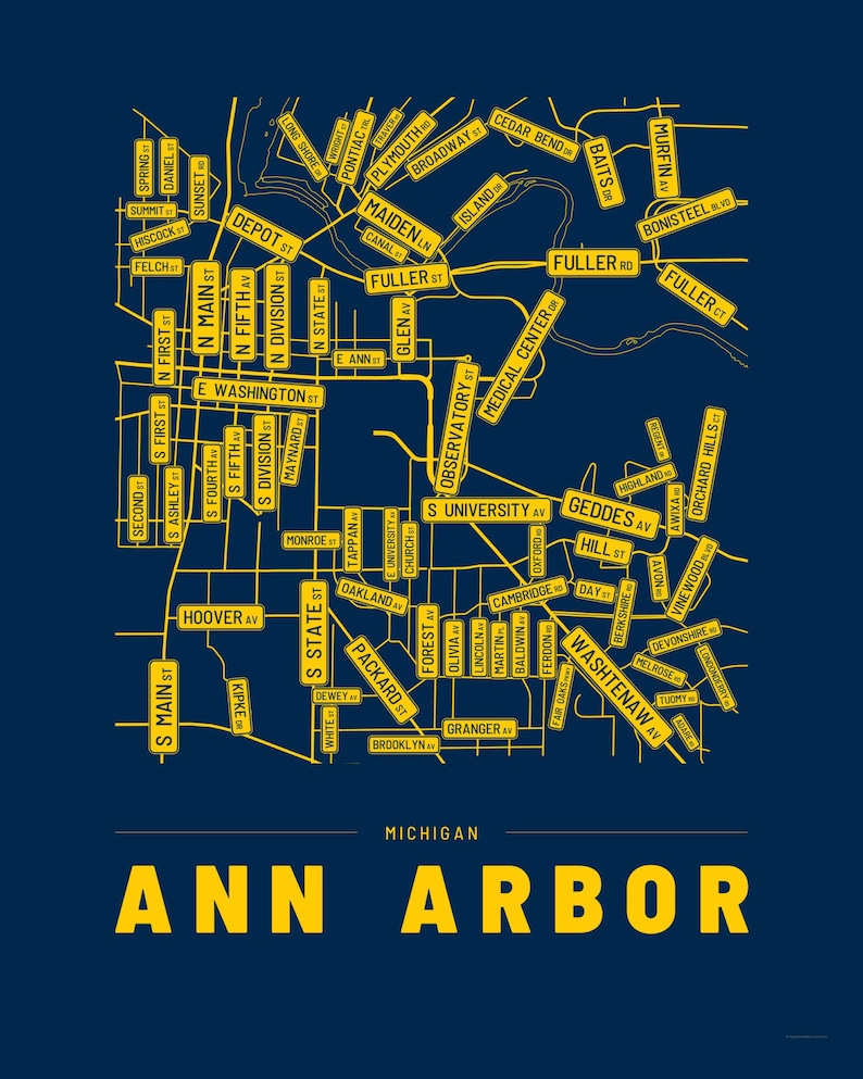 Ann Arbor map wall art — Listing image 04 — flat