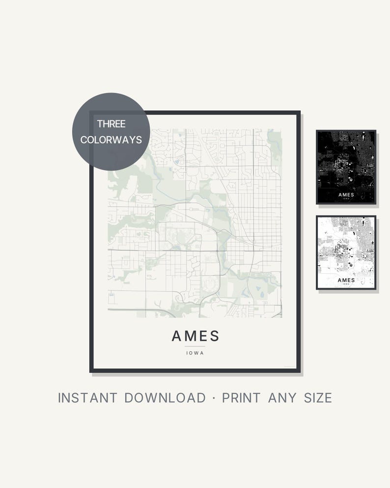 Ames map wall art — Listing image 01 — hero