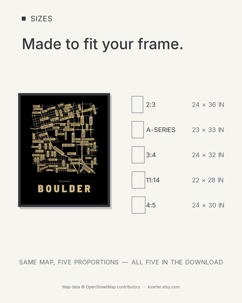 Boulder map wall art — Listing image 08 — sizes