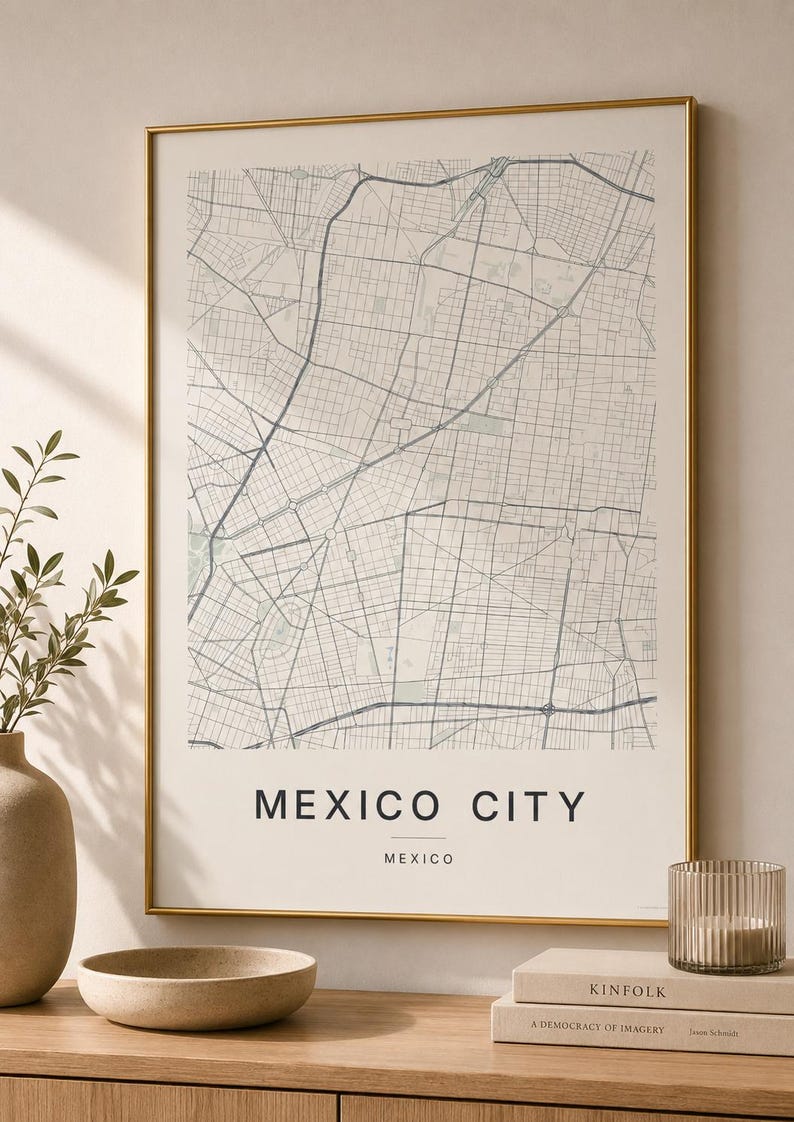 Mexico City map wall art — Listing image 02 — colorways