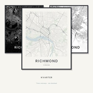 Richmond Map Print, Richmond Poster, Modern Wall Art, Minimalist City Map, United States Printable, Digital Download, Housewarming Gift