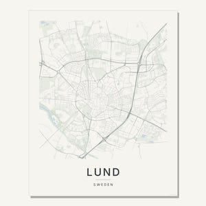Lund Map Print, City Poster Wall Art, Printable Digital Download, Minimalist Scandinavian City Map, Housewarming Gift image 8