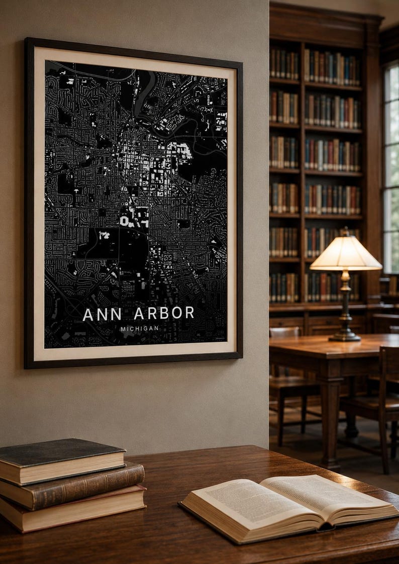 Ann Arbor map wall art — Listing image 04 — detail