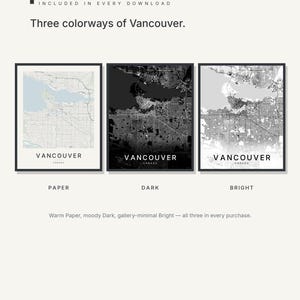 Vancouver map wall art — Listing image 02 — colorways