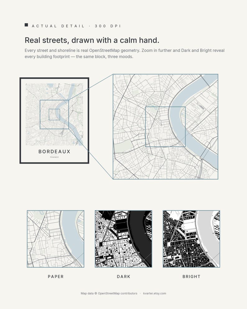 Bordeaux map wall art — Listing image 04 — detail