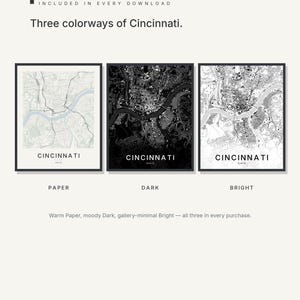 Cincinnati map wall art — Listing image 02 — colorways