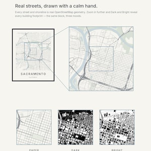 Sacramento map wall art — Listing image 06 — sizes