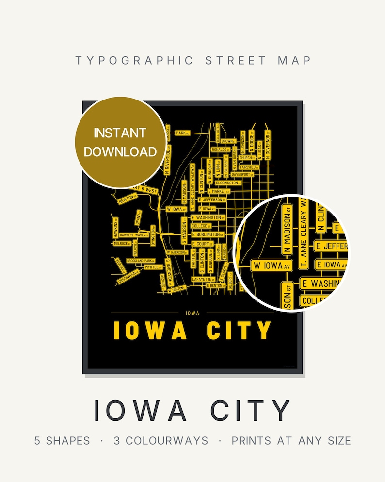 Iowa City map wall art — Listing image 01 — hero