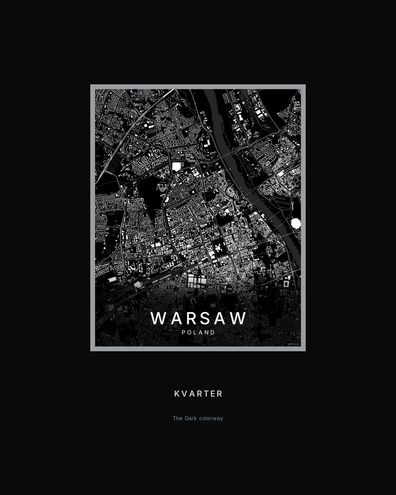 Warsaw map wall art — Listing image 08 — hero dark