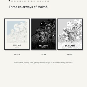 Malmö Map Print, Wall Art, Printable Digital Download, Minimalist City Map, Scandi Poster, Housewarming Gift image 2