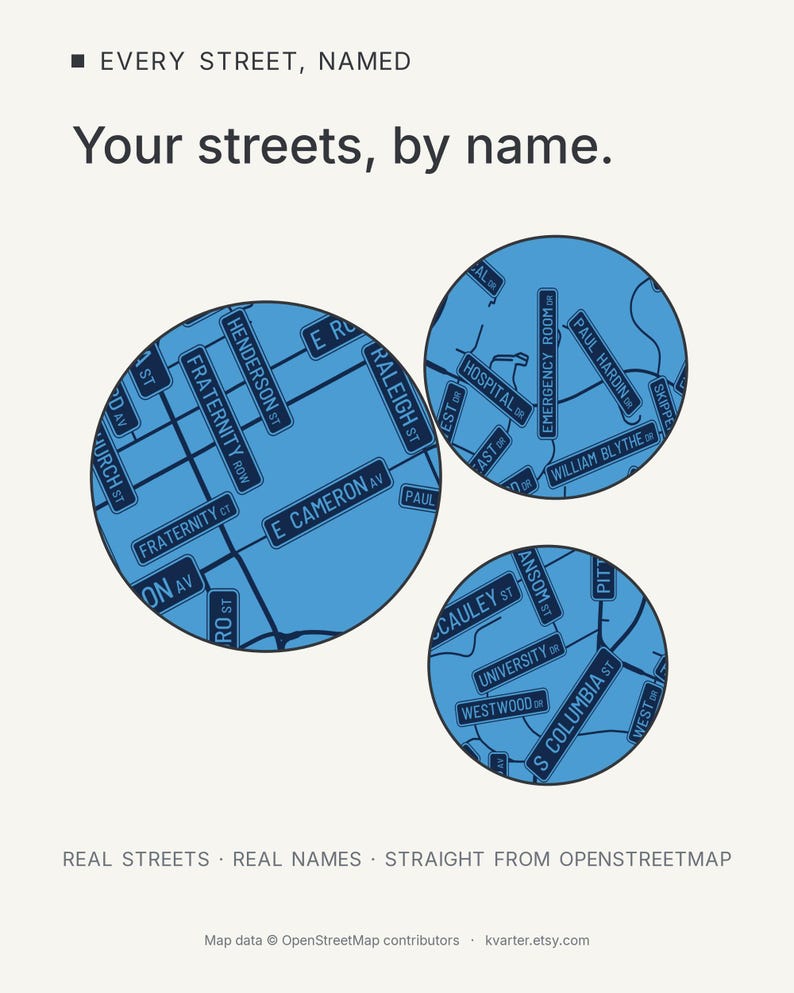 Chapel Hill map wall art — Listing image 03 — findstreet