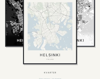Helsinki Map Print, Wall Art, Printable, Digital Download, Minimalist City Map Poster, Scandi Housewarming Gift