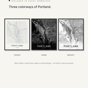 Portland map wall art — Listing image 02 — colorways