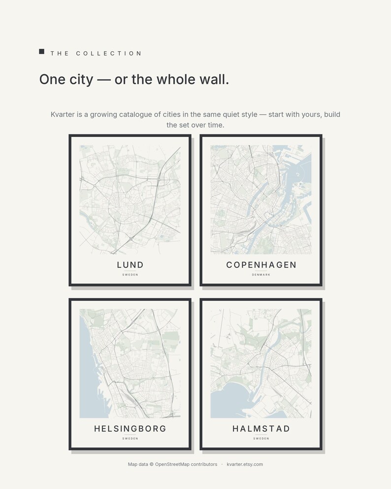 Lund Map Print, City Poster Wall Art, Printable Digital Download, Minimalist Scandinavian City Map, Housewarming Gift image 6