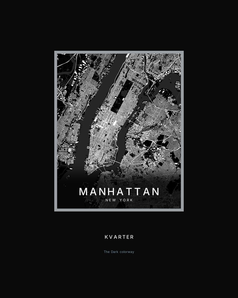 Manhattan map wall art — Listing image 08 — hero dark