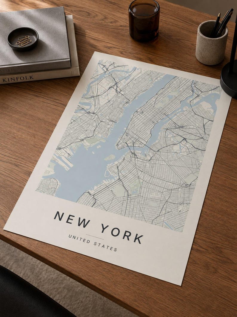 New York map wall art — Photo of the poster in an interior