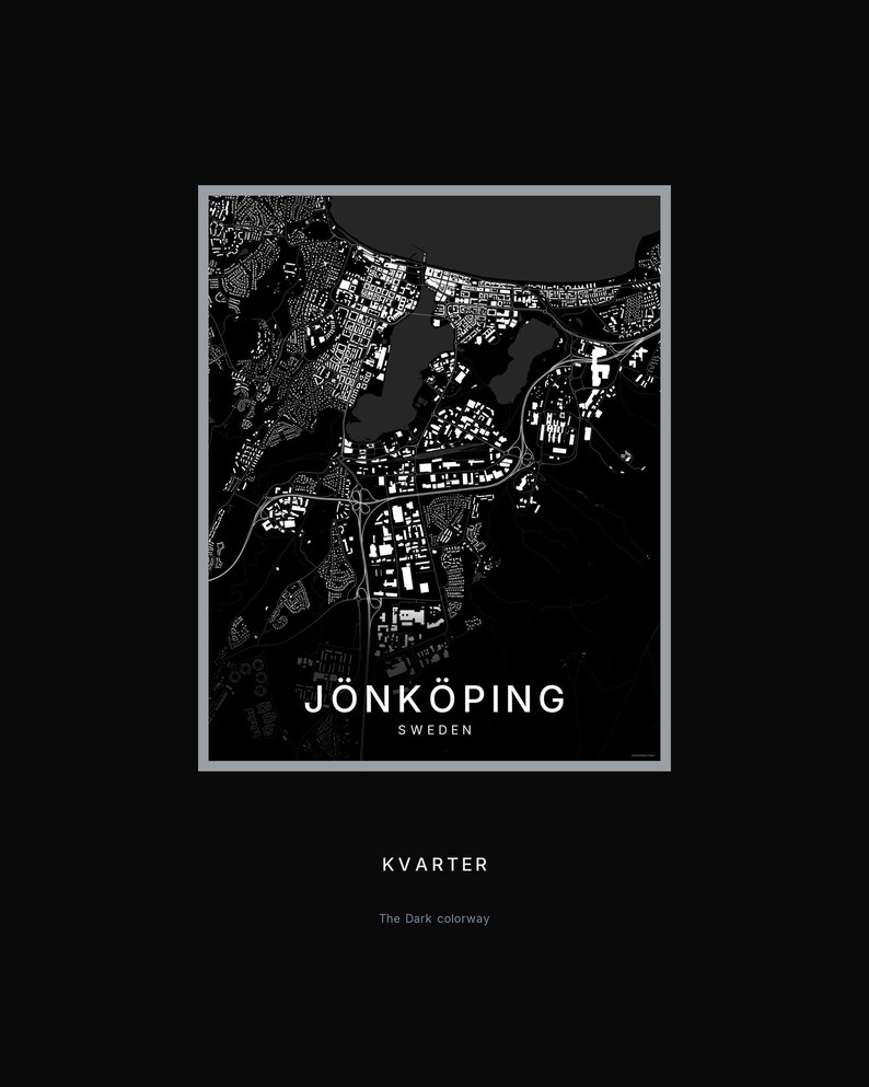 Jönköping map wall art — Listing image 08 — hero dark