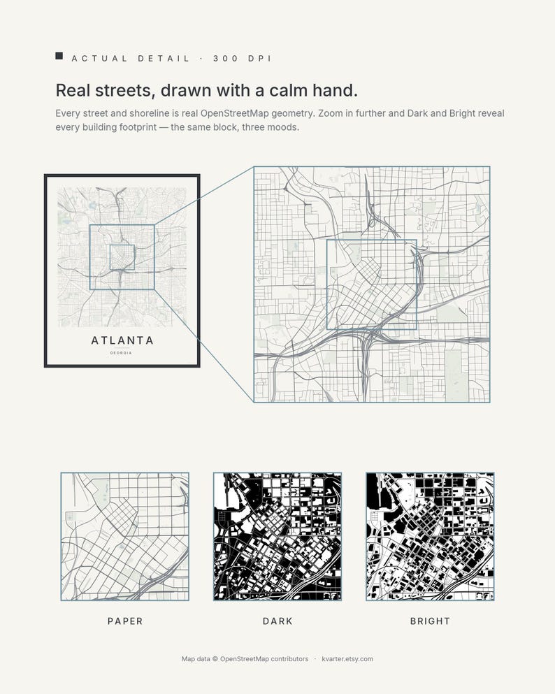 Atlanta map wall art — Listing image 08 — hero dark