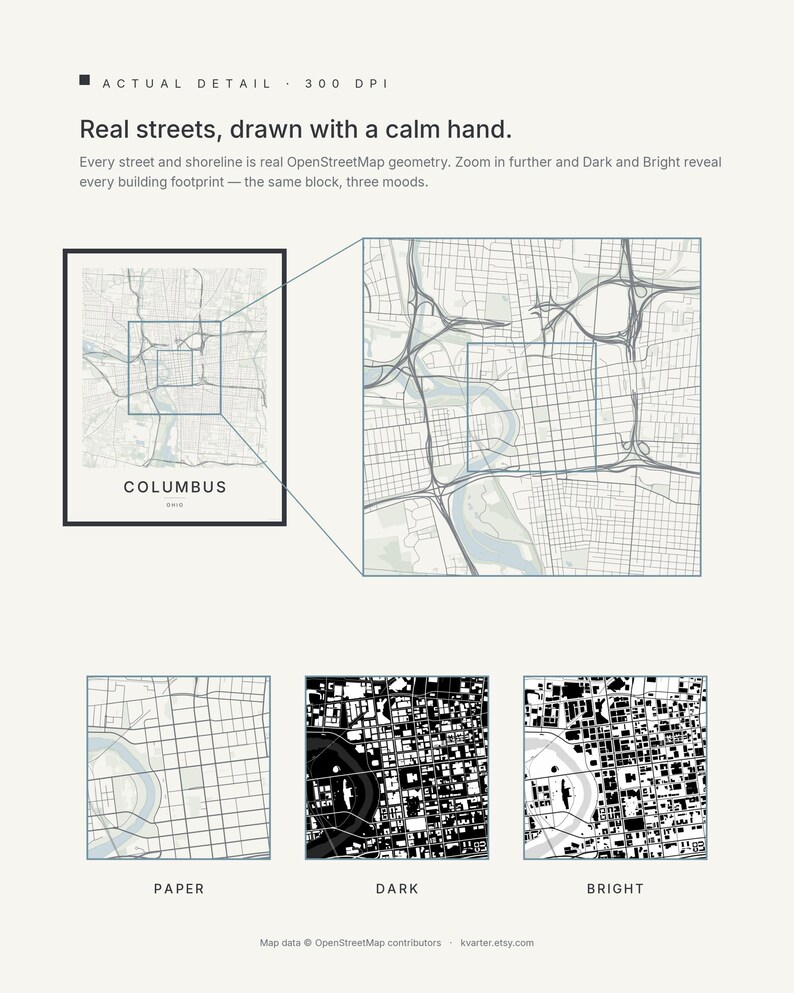 Columbus map wall art — Listing image 04 — detail