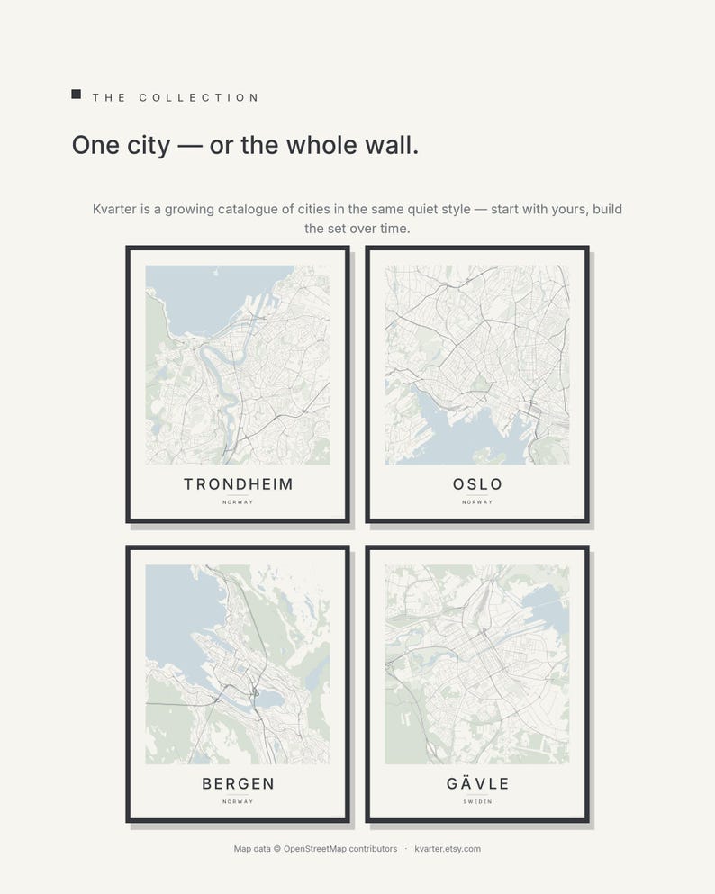 Trondheim map wall art — Listing image 07 — gallerywall