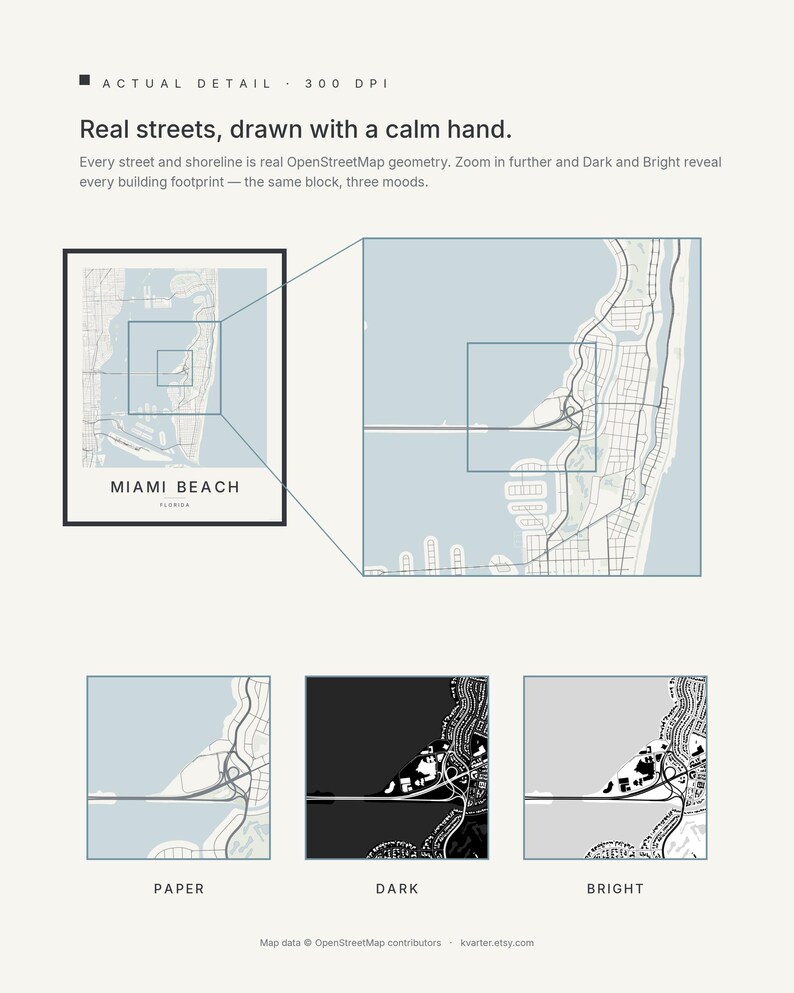 Miami Beach map wall art — Listing image 04 — detail