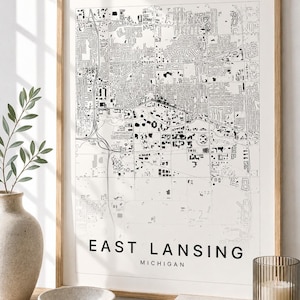 East Lansing map wall art — Listing image 06 — sizes