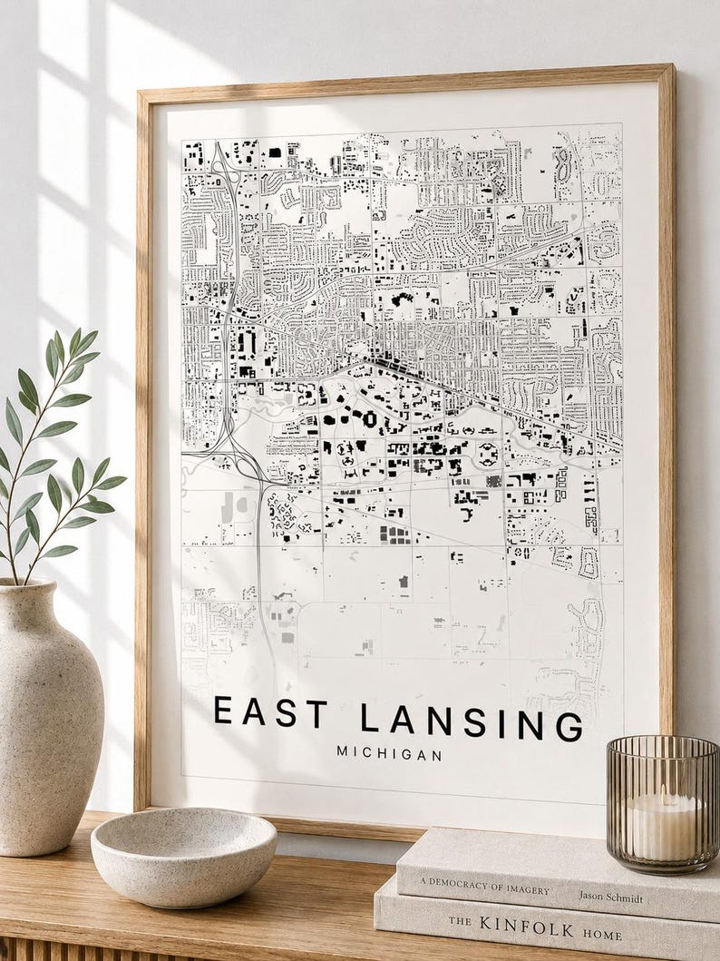 East Lansing map wall art — Listing image 06 — sizes