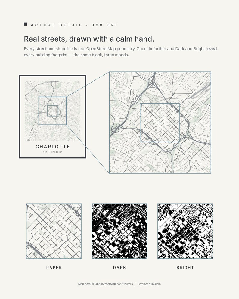 Charlotte map wall art — Listing image 04 — detail