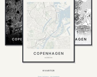 Copenhagen Map Print, Copenhagen Poster, Scandinavian Wall Art, Minimalist City Map, Denmark Printable, Digital Download, Housewarming Gift