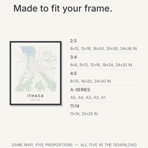 Ithaca map wall art — Listing image 06 — sizes