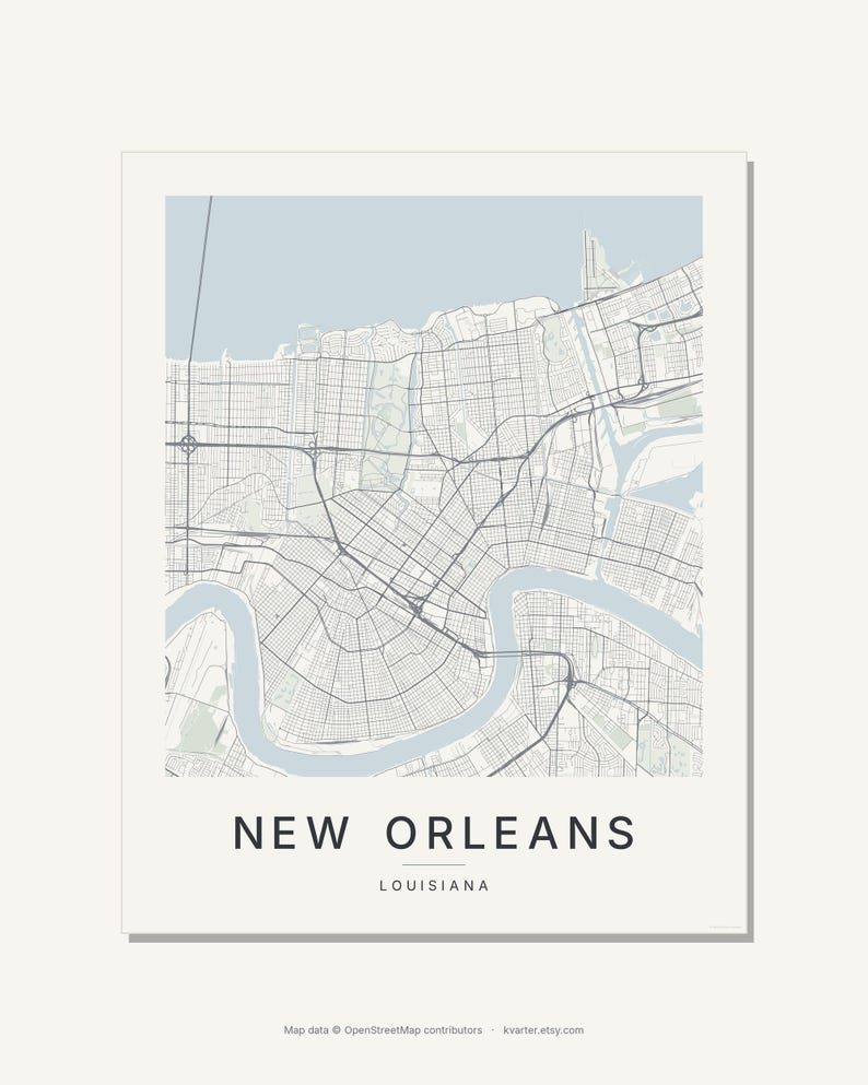 New Orleans map wall art — Listing image 03 — flat