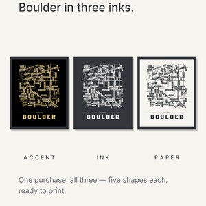 Boulder map wall art — Listing image 05 — colorways