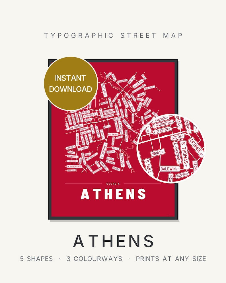 Athens map wall art — Listing image 01 — hero