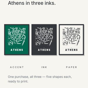 Athens map wall art — Listing image 05 — colorways