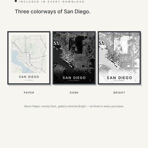 San Diego map wall art — Listing image 02 — colorways