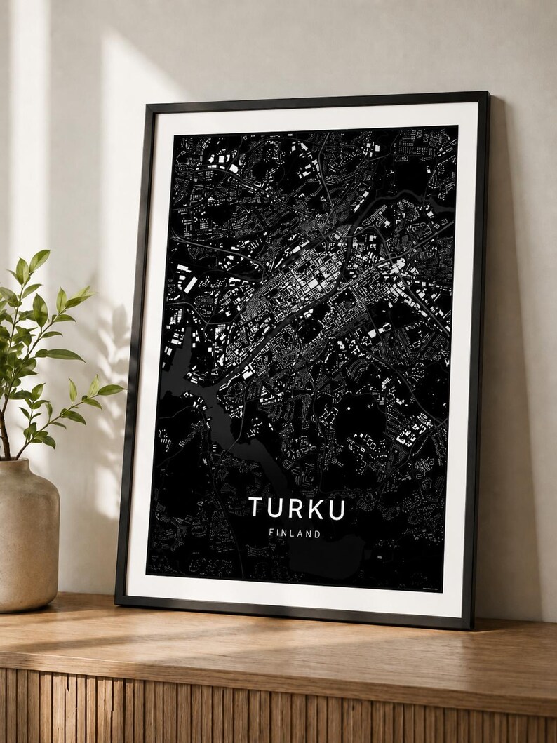 Turku Map Print, Wall Art, Printable, Digital Download, Minimalist City Map Poster, Scandi, Housewarming Gift image 3