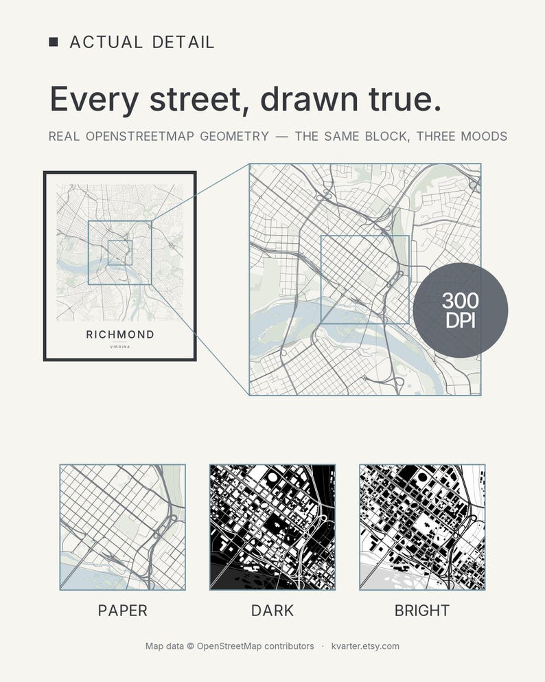 Richmond map wall art — Listing image 05 — whatyouget
