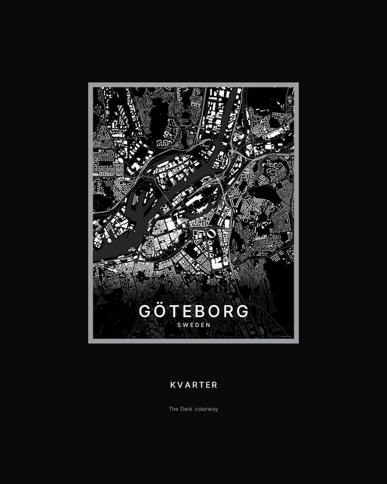 Gothenburg Map Print, Wall Art, Printable, Digital Download, Minimalist City Map, Scandi Poster, Housewarming Gift image 8