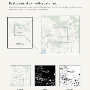 Kiruna Map Print, Wall Art, Printable Digital Download, Minimalist City Map, Scandi Poster, Housewarming Gift image 4