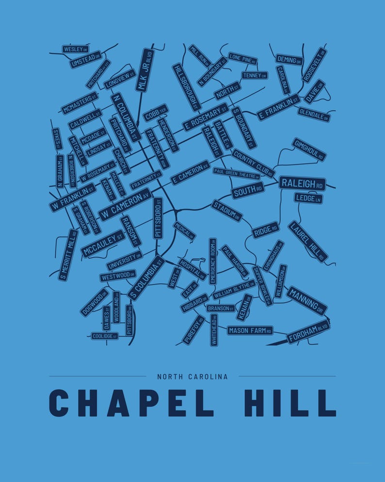 Chapel Hill map wall art — Listing image 04 — flat
