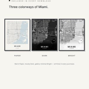 Miami map wall art — Listing image 02 — colorways