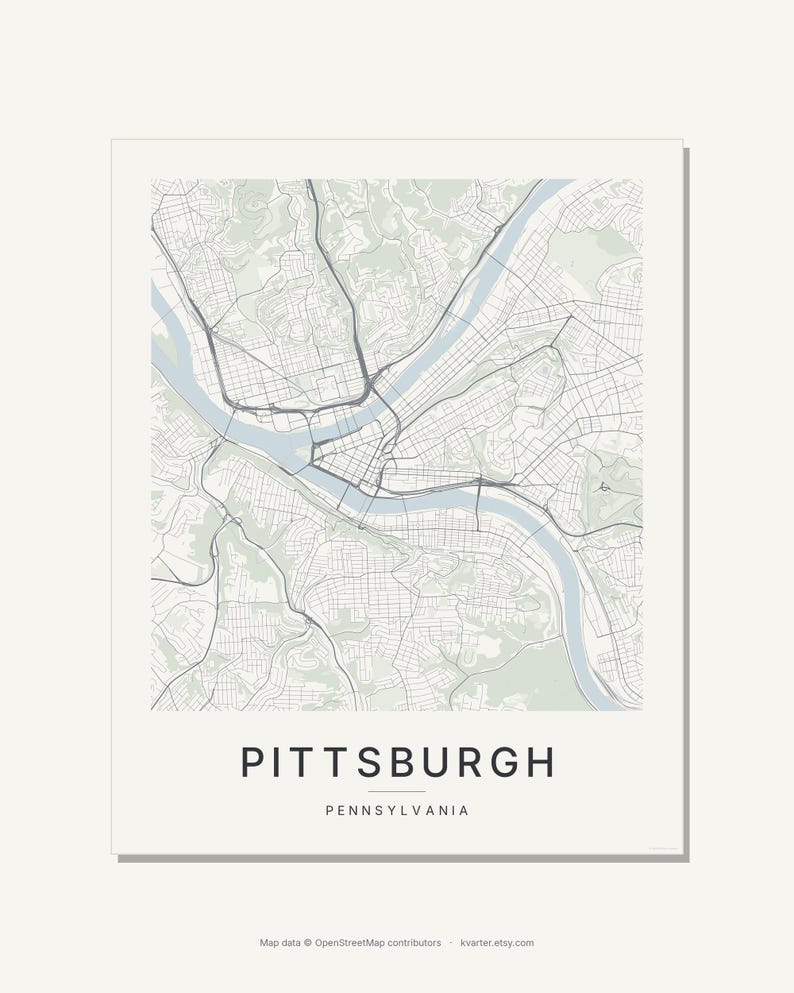 Pittsburgh map wall art — Listing image 03 — flat