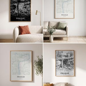 Prague map wall art — Listing image 02 — colorways
