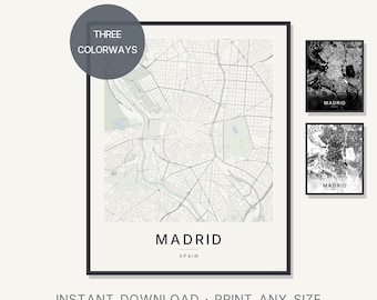 Madrid Spain Map Print, Minimalist City Wall Art (Digital Download)