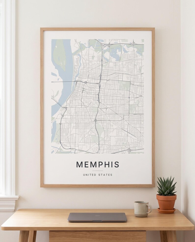 Memphis map wall art — The poster in a room (AI-generated)