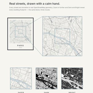 Paris map wall art — Listing image 06 — sizes