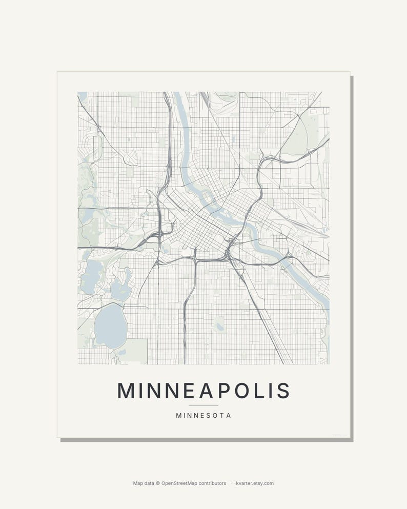 Minneapolis map wall art — Listing image 03 — flat
