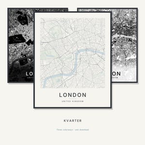 London Map Print, London Poster, Modern Wall Art, Minimalist City Map, United Kingdom Printable, Digital Download, Housewarming Gift