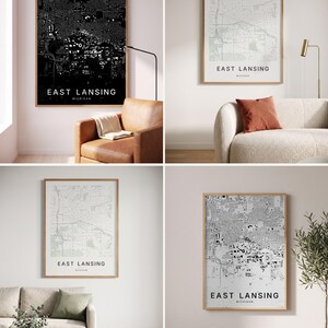 East Lansing map wall art — Listing image 02 — colorways